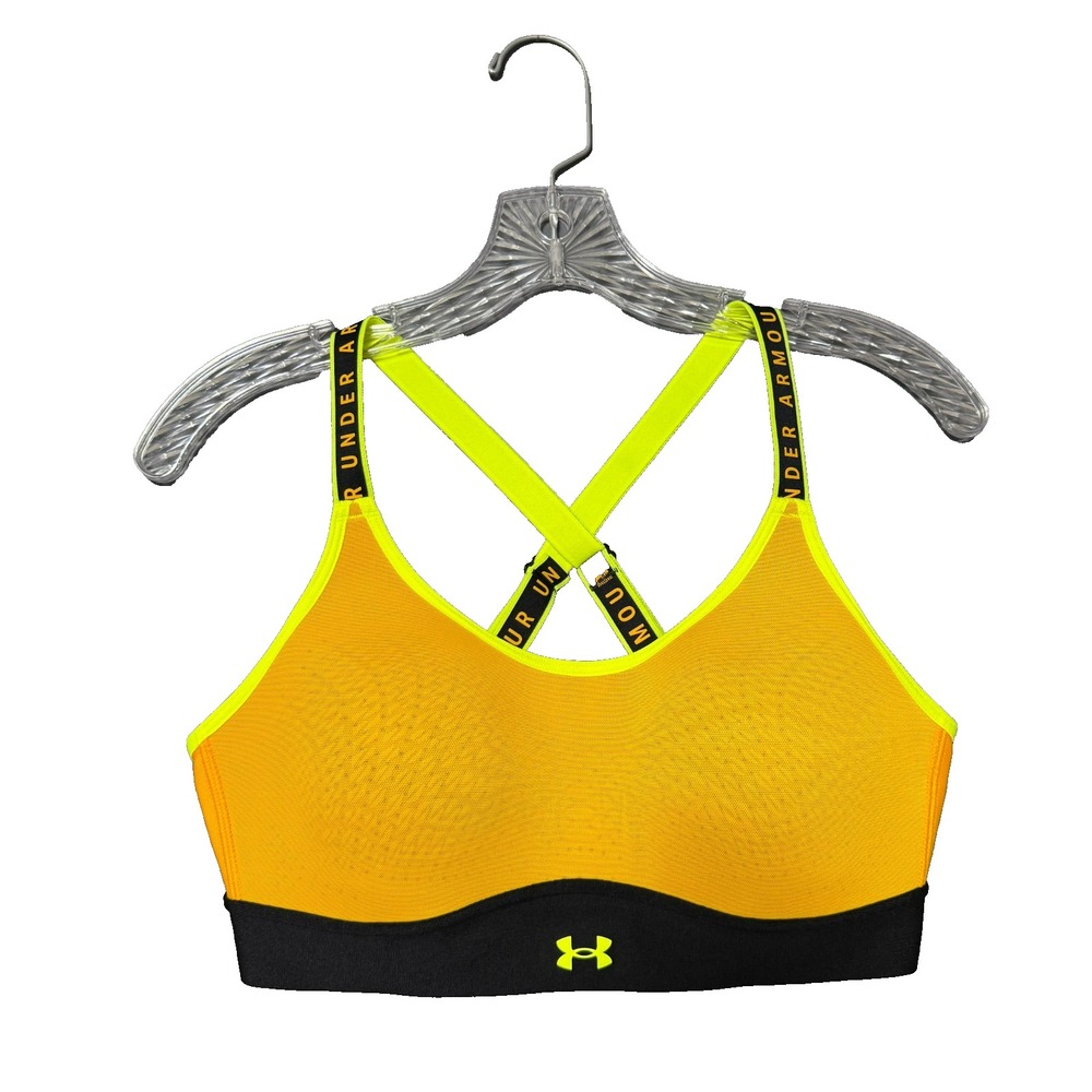 Under Armour Sports Bra M Fitted HeatGear Crossback Athleisure Sporty Gymcore
